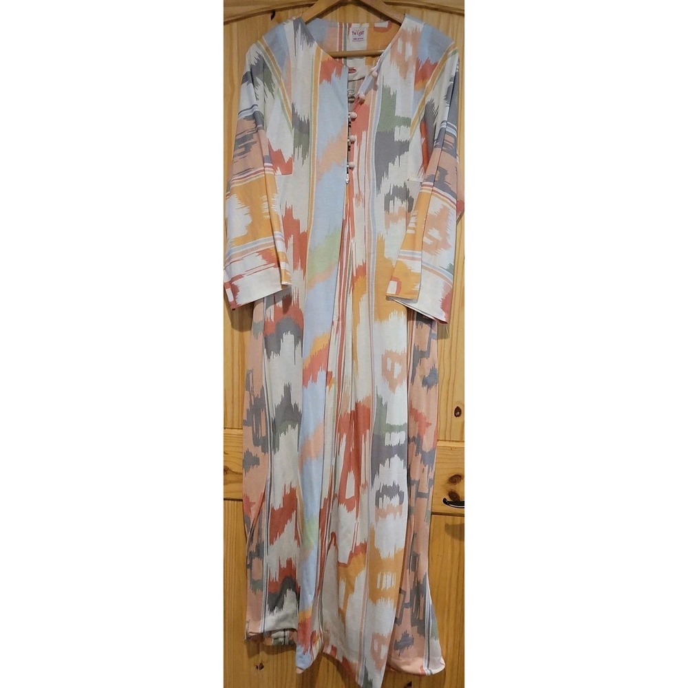 Kaftan Loungewear House Dress Colorful Maxi Aztec Grandma core MuMu Twilight Vtg